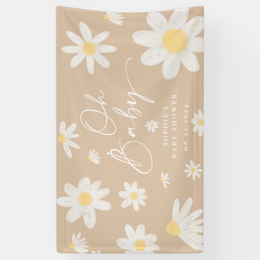 Boho Daisy Flower Baby shower Banner (Verticaal)