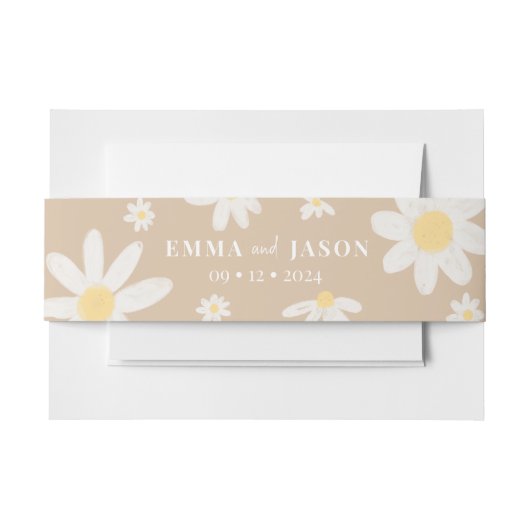 Boho Daisy Flower Invitation Belly Band Uitnodigingen Wikkel (Voorkant Voorbeeld)