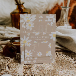 Boho Daisy Flower Invitation Belly Band Uitnodigingen Wikkel