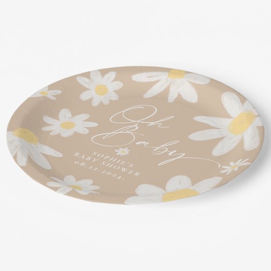 Boho Daisy Flower Paper Borden Papieren Bordje (Gekanteld)