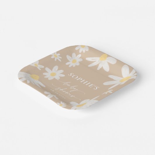 Boho Daisy Flower Paper Borden Papieren Bordje (Gebogen)