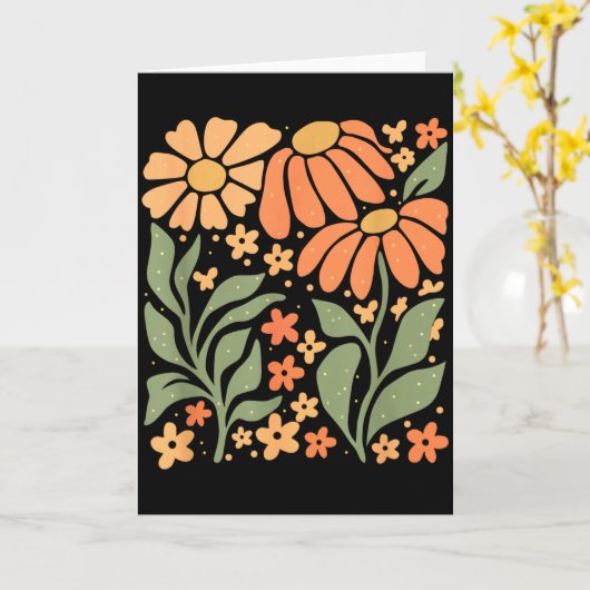 Boho Daisy Flower,retro Floral Funny Gift Tee Wome Kaart (Gele Bloem)