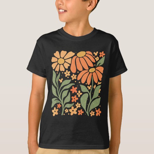 Boho Daisy Flower,retro Floral Funny Gift Tee Wome T-shirt (Voorkant)