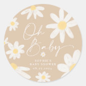 Boho Daisy Flower Round Sticker (Voorkant)