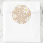 Boho Daisy Flower Round Sticker (Tas)