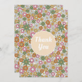 Boho Daisy Flowers 70s Groovy Floral Bedankkaart (Voorkant / Achterkant)