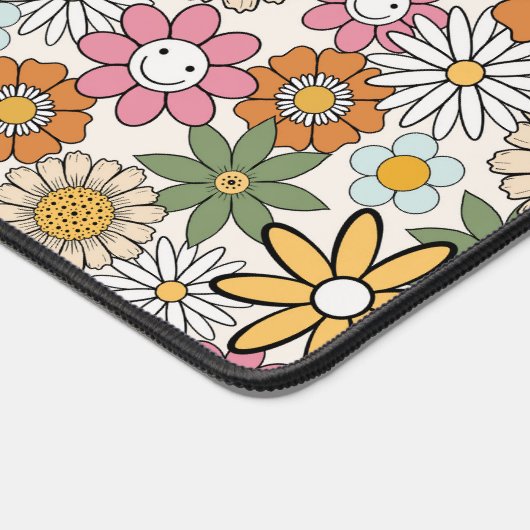 Boho Daisy Flowers 70s Groovy Floral Bureaumat (Hoek)