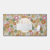 Boho Daisy Flowers 70s Groovy Floral Bureaumat (Keyboard & Muis)