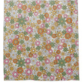 Boho Daisy Flowers 70s Groovy Floral Douchegordijn (Voorkant)