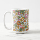 Boho Daisy Flowers 70s Groovy Floral Koffiemok (Links)