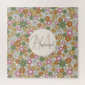 Boho Daisy Flowers 70s Groovy Floral Legpuzzel (Verticaal)