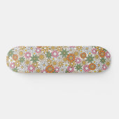 Boho Daisy Flowers 70s Groovy Floral Persoonlijk Skateboard (Horizontaal)