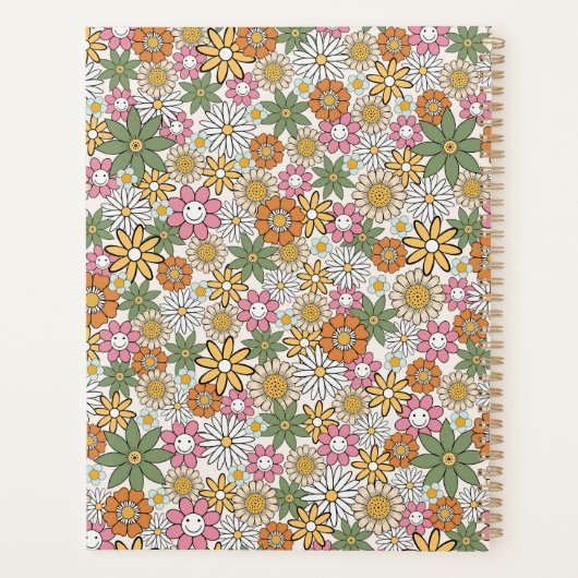 Boho Daisy Flowers 70s Groovy Floral Planner (Achterkant)