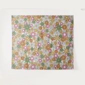 Boho Daisy Flowers 70s Groovy Floral Wandkleed (Voorkant (horizontaal))