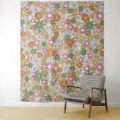 Boho Daisy Flowers 70s Groovy Floral Wandkleed (In situ)