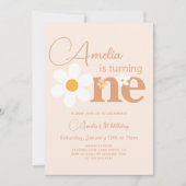 Boho Daisy Foto Eerste Verjaardag Meisje Kaart (Voorkant)