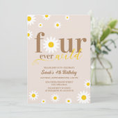 Boho Daisy Four Ever Wild 4th Verjaardag Kaart (Staand voorkant)