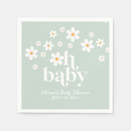boho Daisy green Baby shower Napkins Servet