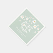 boho Daisy green Peace Love Baby shower Servet (Hoek)