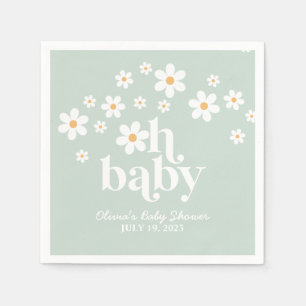 boho Daisy groene Baby Shower servetten