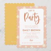 Boho Daisy Let's Party any Age or Event Invitation Kaart (Voorkant / Achterkant)