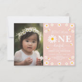 Boho Daisy Little Miss ONEderful Photo Birthday Kaart (Voorkant)