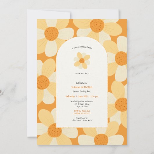 Boho Daisy meisje baby shower Kaart (Voorkant)