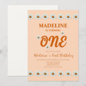 Boho Daisy Meisjes 1e Verjaardagsfeest Kaart (Voorkant / Achterkant)