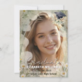 Boho Daisy Pampas Gras Foto Afstuderen Aankondiging (Voorkant)
