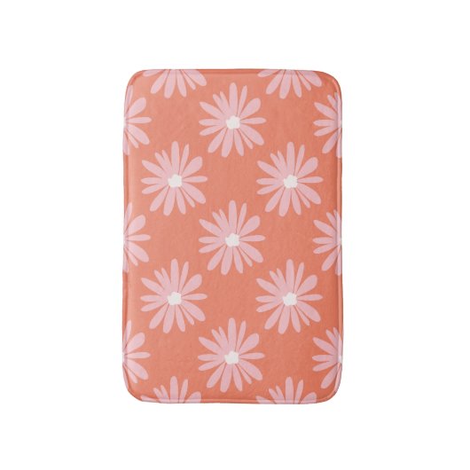BOHO Daisy Patroon Zalm Kleur Retro Badmat (Voorkant Verticaal)