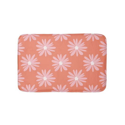 BOHO Daisy Patroon Zalm Kleur Retro Badmat (Voorkant)