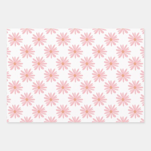 BOHO Daisy Patroon Zalm Roze Bloem Inpakpapier Vel (Voorkant 3)