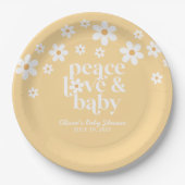 boho Daisy peace love baby yellow Papieren Bordje (Voorkant)