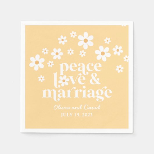 boho Daisy peace love Marriage Wedding Napkins Servet (Voorkant)