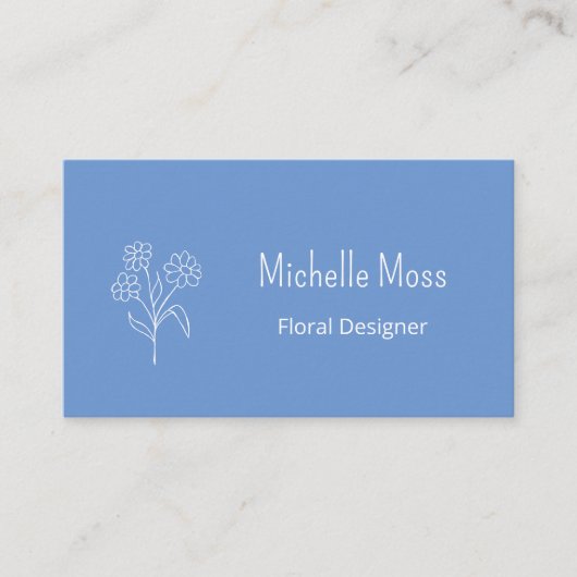 Boho Daisy QR code Blauw Bloemen Designer Visitekaartje (Voorkant)