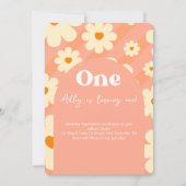 Boho Daisy Rainbow 1e Retro Verjaardag uitnodiging (Voorkant)