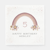 Boho Daisy Rainbow Girls Verjaardag Servet (Voorkant)