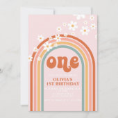 Boho Daisy-regenboog, eerste verjaardag Kaart (Voorkant)