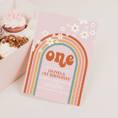 Boho Daisy-regenboog, eerste verjaardag Kaart