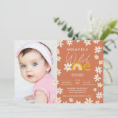 Boho daisy regenboogfoto wild op 1 verjaardag kaart (Staand voorkant)