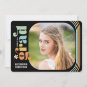 Boho Daisy Retro Tekst Foto Afstudeerfeest Kaart (Voorkant)