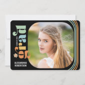 Boho Daisy Retro Tekst Foto Afstudeerfeest Kaart (Voorkant)