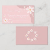 Boho Daisy Roze Baby Meisje Douche Luier Raffle Informatiekaartje (Voorkant / Achterkant)