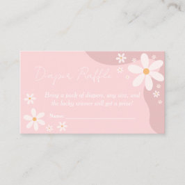 Boho Daisy Roze Baby Meisje Douche Luier Raffle Informatiekaartje