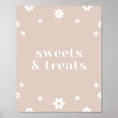 Boho Daisy Sweets & Treats Verjaardagsfeestje teke Poster (Voorkant)