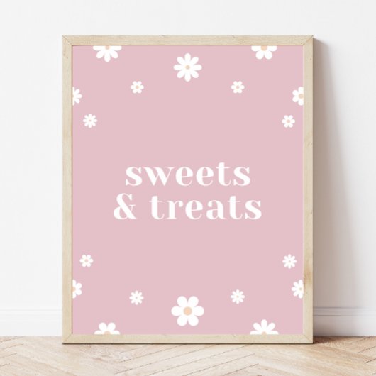 Boho Daisy Sweets & Treats Verjaardagsfeestje teke Poster