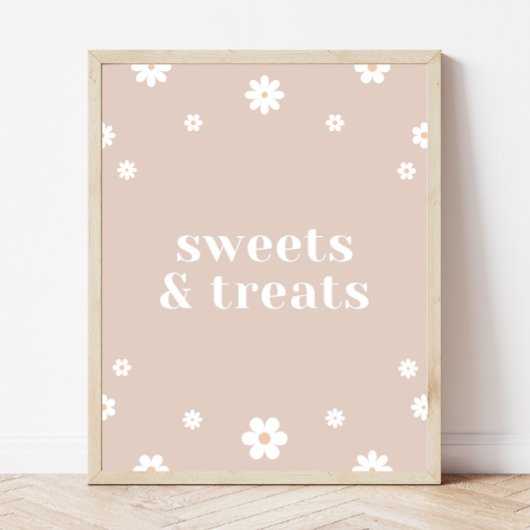 Boho Daisy Sweets & Treats Verjaardagsfeestje teke Poster