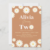Boho Daisy Twee Bloemen Bruin Bohemian 2e Verjaard Kaart (Voorkant)