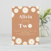 Boho Daisy Twee Bloemen Bruin Bohemian 2e Verjaard Kaart (Staand voorkant)