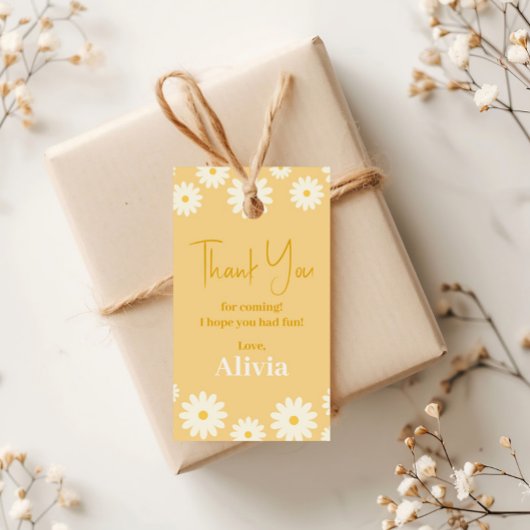 Boho Daisy Twee Bloemen Gouden Bohemian 2e Verjaar Cadeaulabel